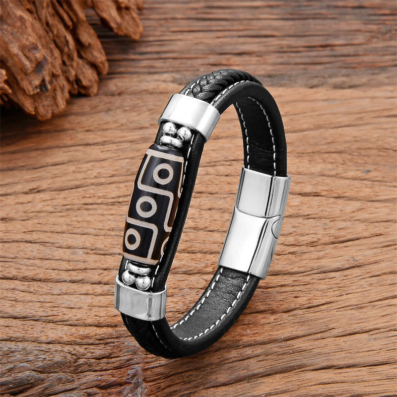 KarmaRipple's Tibetan Nine-Eye Dzi Bead Wealth Leather Buckle Bracelet p14