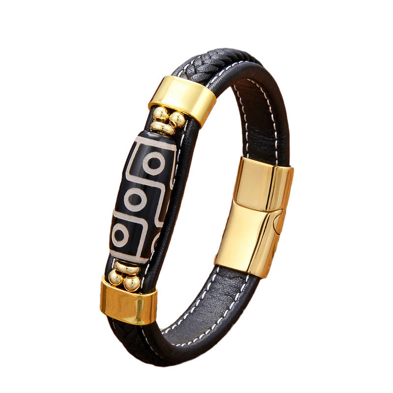 KarmaRipple's Tibetan Nine-Eye Dzi Bead Wealth Leather Buckle Bracelet p4