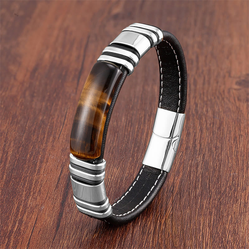 KarmaRipple's Tiger Eye Stone Clear Thinking Leather Buckle Bracelet p12