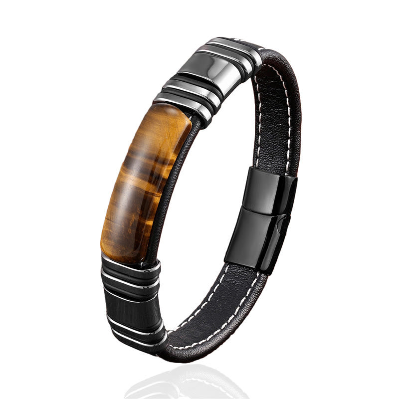 KarmaRipple's Tiger Eye Stone Clear Thinking Leather Buckle Bracelet p6