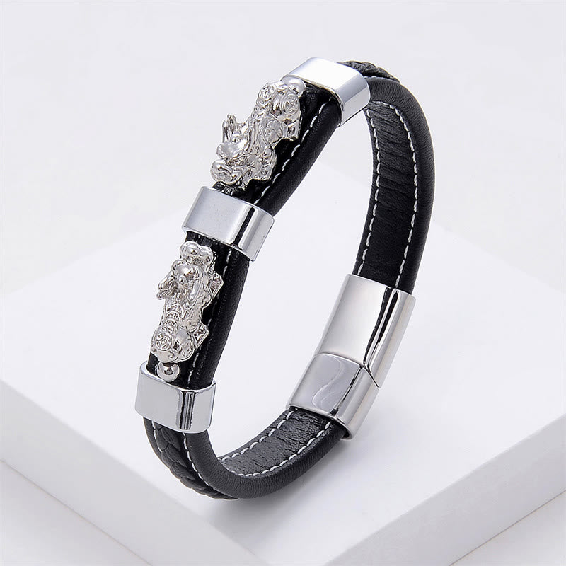 KarmaRipple's Double PiXiu Wealth Fortune Leather Magnetic Buckle Bracelet p31