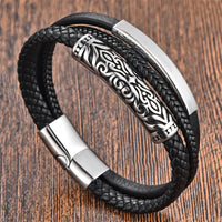 KarmaRipple's Flower Pattern Design Titanium Steel Strengthen Leather Buckle Bracelet