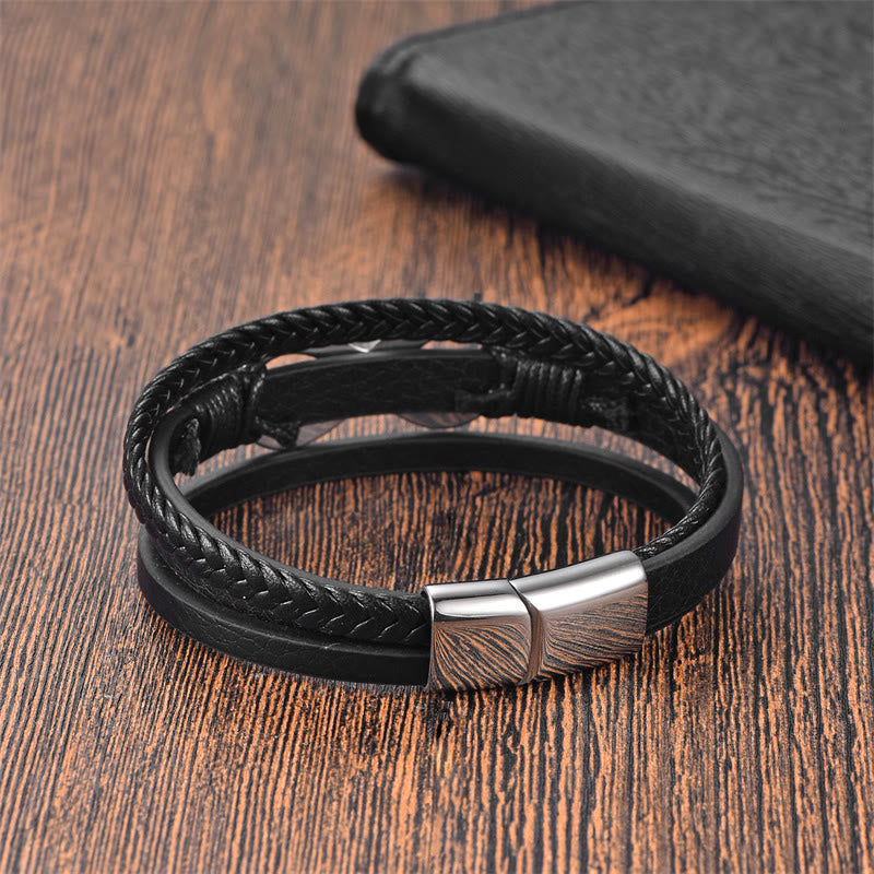 KarmaRipple's Eternal Endless Weave Infinity Symbol Titanium Steel Calm Leather Buckle Bracelet p3