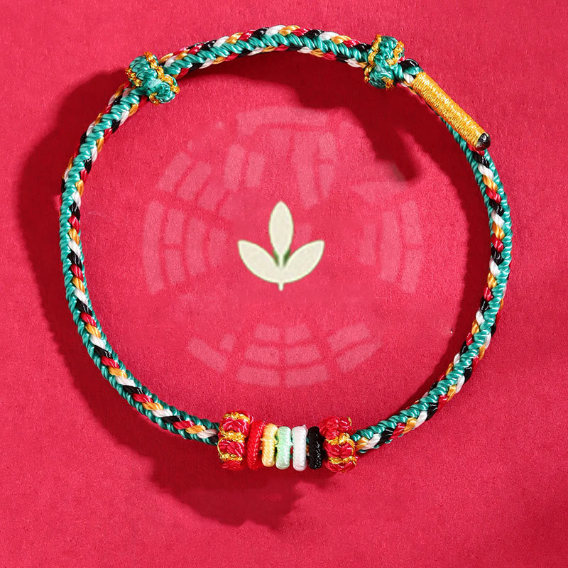 KarmaRipple's Five Elements Colorful String Completeness Weave Reef Weave Braid Fortune Bracelet p11