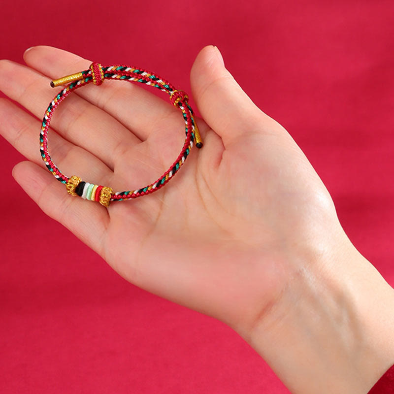 KarmaRipple's Five Elements Colorful String Completeness Weave Reef Weave Braid Fortune Bracelet p16
