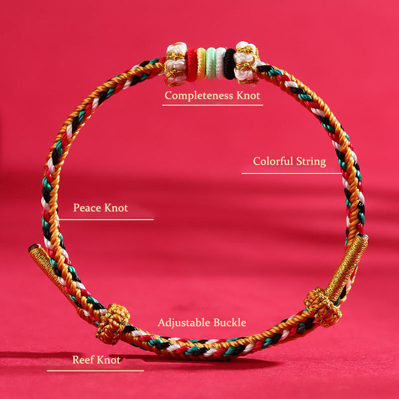 KarmaRipple's Five Elements Colorful String Completeness Weave Reef Weave Braid Fortune Bracelet p7