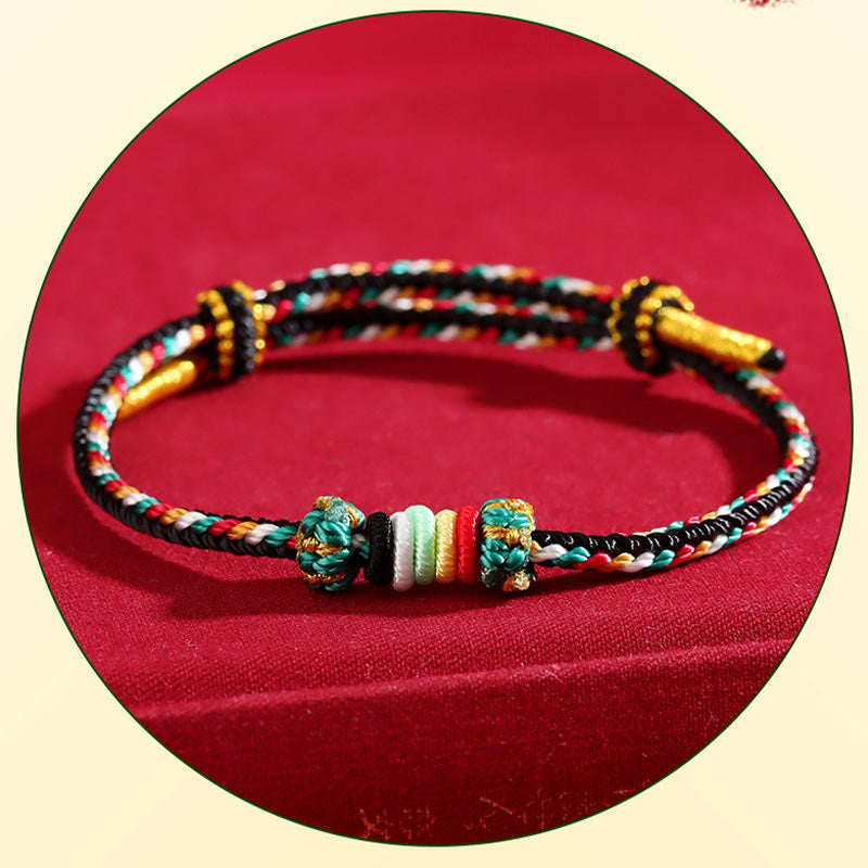KarmaRipple's Five Elements Colorful String Completeness Weave Reef Weave Braid Fortune Bracelet p13