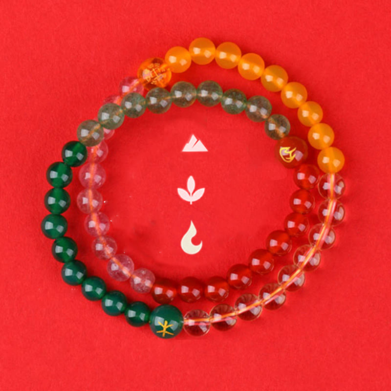 KarmaRipple's Five Elements Various Gemstone Agate Strawberry Quartz Wisdom Bracelet p15