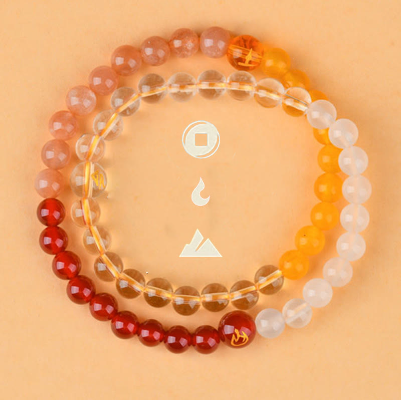 KarmaRipple's Five Elements Various Gemstone Agate Strawberry Quartz Wisdom Bracelet p26