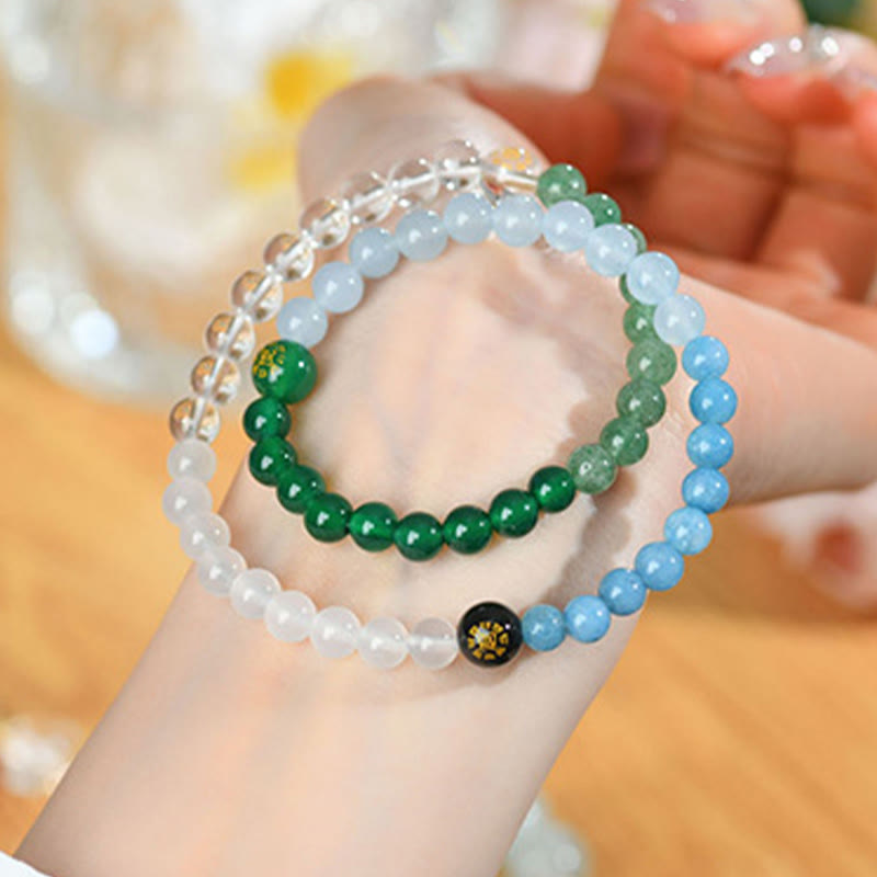 KarmaRipple's Five Elements Various Gemstone Agate Strawberry Quartz Wisdom Bracelet p8