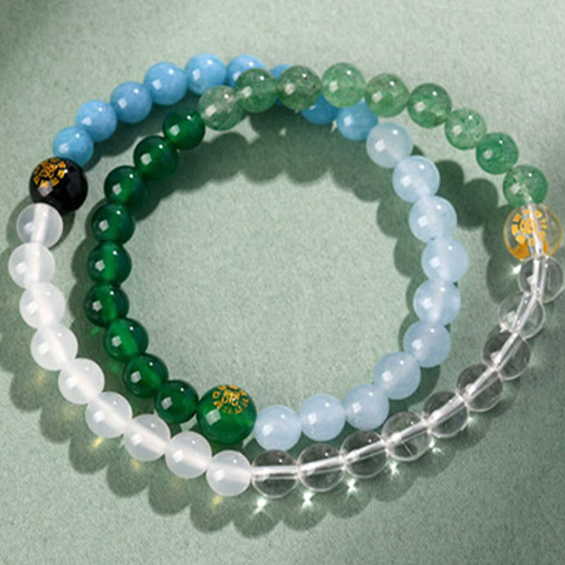KarmaRipple's Five Elements Various Gemstone Agate Strawberry Quartz Wisdom Bracelet p7