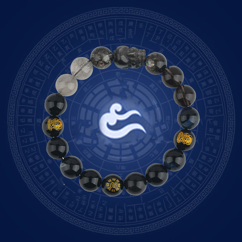 KarmaRipple's Five Elements Various Gemstone Agate Pixiu Wealth Bracelet p21