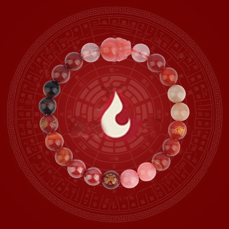KarmaRipple's Five Elements Various Gemstone Agate Pixiu Wealth Bracelet p24