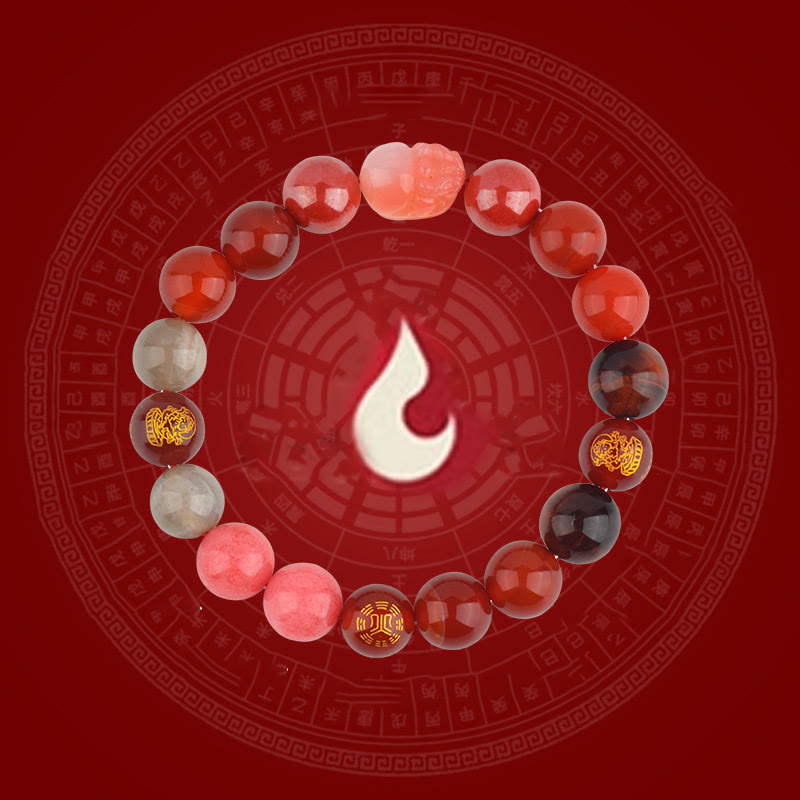 KarmaRipple's Five Elements Various Gemstone Agate Pixiu Wealth Bracelet p25