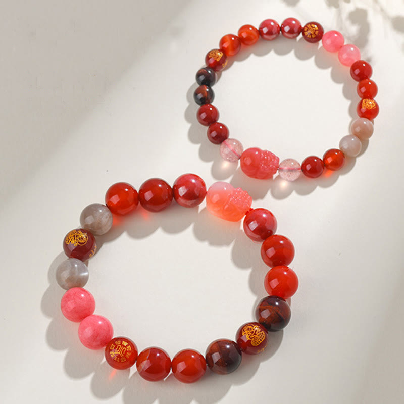 KarmaRipple's Five Elements Various Gemstone Agate Pixiu Wealth Bracelet p26