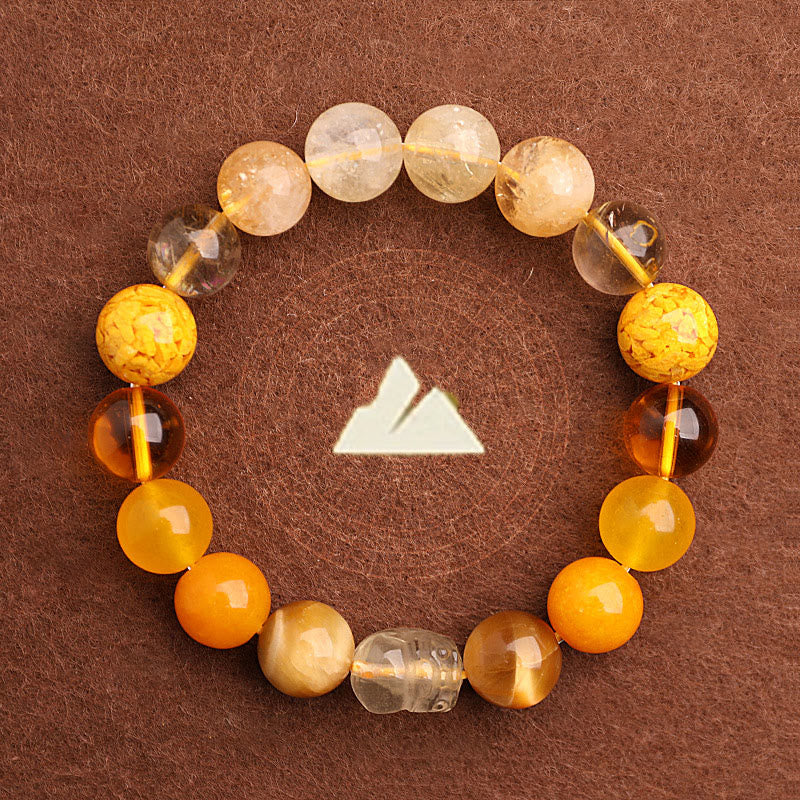 KarmaRipple's Five Elements Various Agate Gemstone Green Strawberry Quartz Moss Agate Green Phantom Fortune Bracelet p40