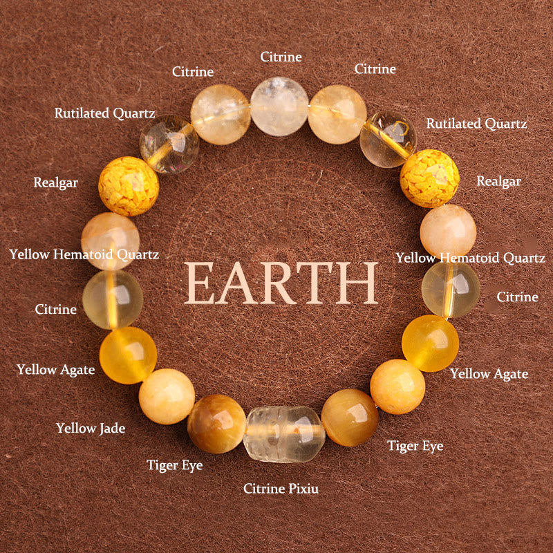 KarmaRipple's Five Elements Various Agate Gemstone Green Strawberry Quartz Moss Agate Green Phantom Fortune Bracelet p11