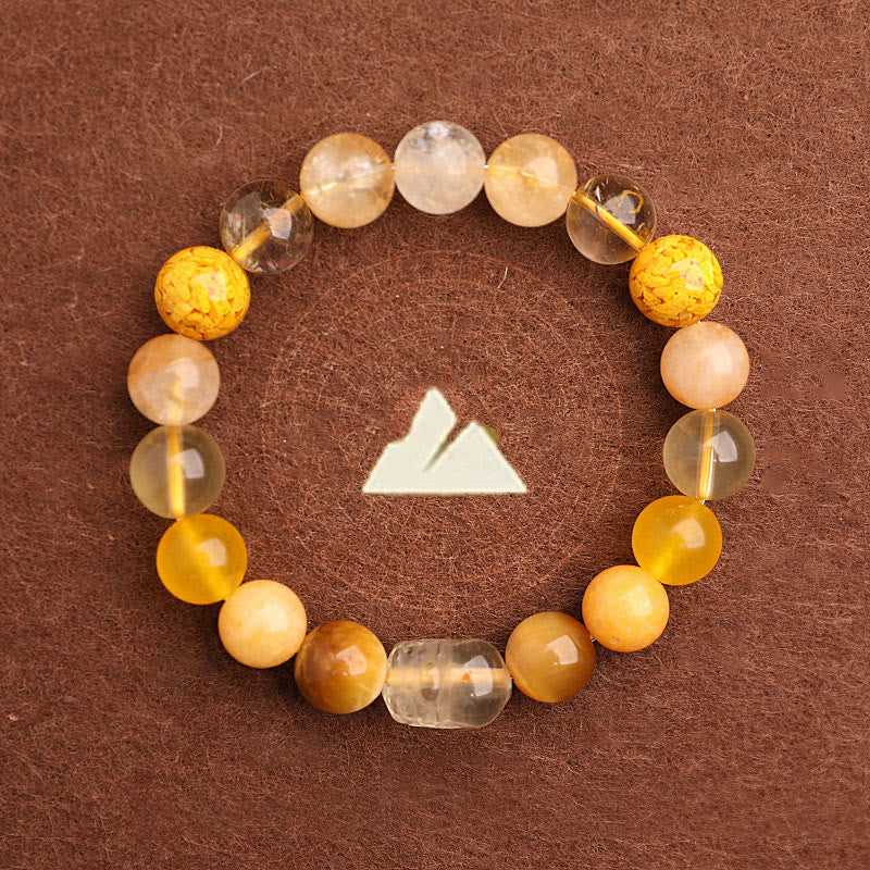 KarmaRipple's Five Elements Various Agate Gemstone Green Strawberry Quartz Moss Agate Green Phantom Fortune Bracelet p41