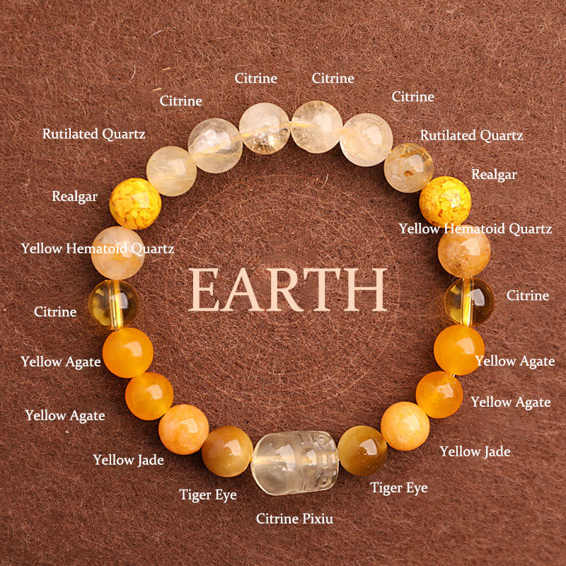 KarmaRipple's Five Elements Various Agate Gemstone Green Strawberry Quartz Moss Agate Green Phantom Fortune Bracelet p57