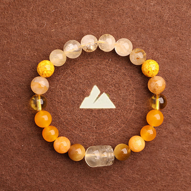 KarmaRipple's Five Elements Various Agate Gemstone Green Strawberry Quartz Moss Agate Green Phantom Fortune Bracelet p42