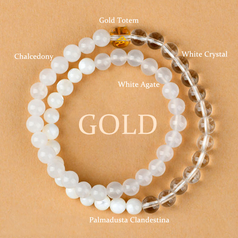 KarmaRipple's Five Elements Various Agate Gemstone Chalcedony Ivory Gemstone Ivory Agate Fortune Bracelet p1