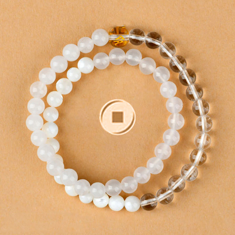 KarmaRipple's Five Elements Various Agate Gemstone Chalcedony Ivory Gemstone Ivory Agate Fortune Bracelet p6