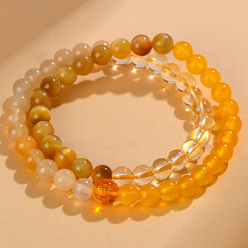 KarmaRipple's Five Elements Various Agate Gemstone Chalcedony Ivory Gemstone Ivory Agate Fortune Bracelet p34