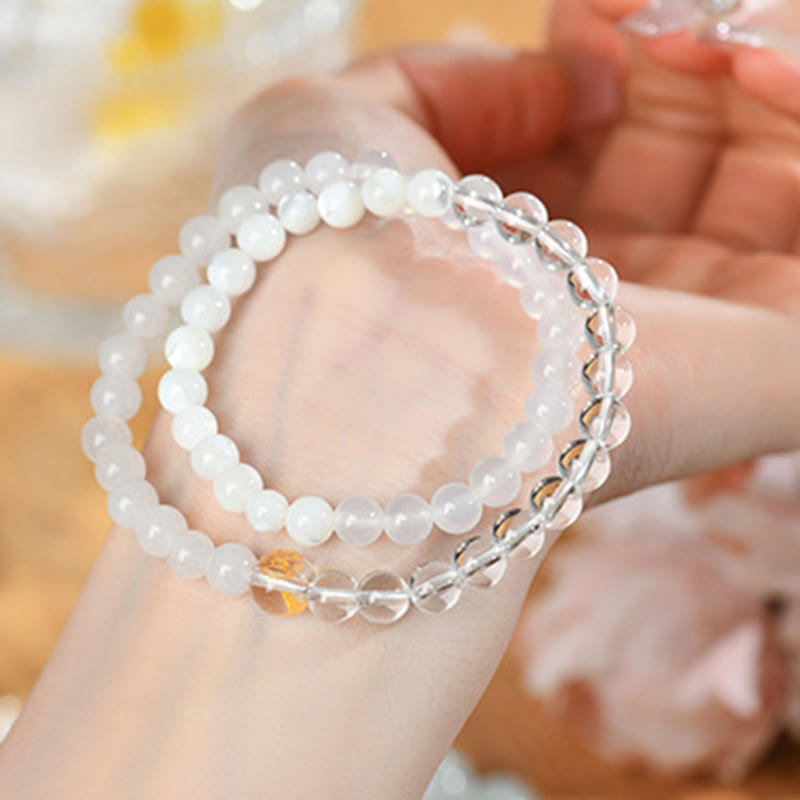 KarmaRipple's Five Elements Various Agate Gemstone Chalcedony Ivory Gemstone Ivory Agate Fortune Bracelet p7