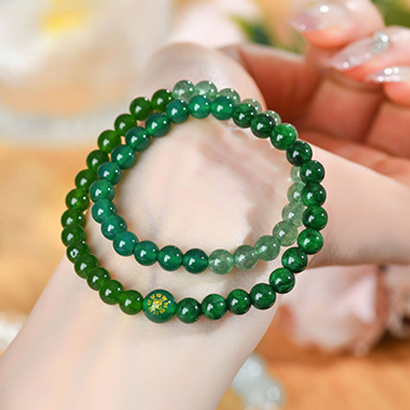 KarmaRipple's Five Elements Various Agate Gemstone Chalcedony Ivory Gemstone Ivory Agate Fortune Bracelet p15