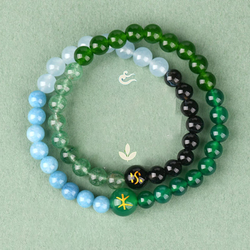 KarmaRipple's Five Elements Various Agate Gemstone Pearl Black Onyx Ivory Agate Ivory Gemstone Fortune Bracelet p24