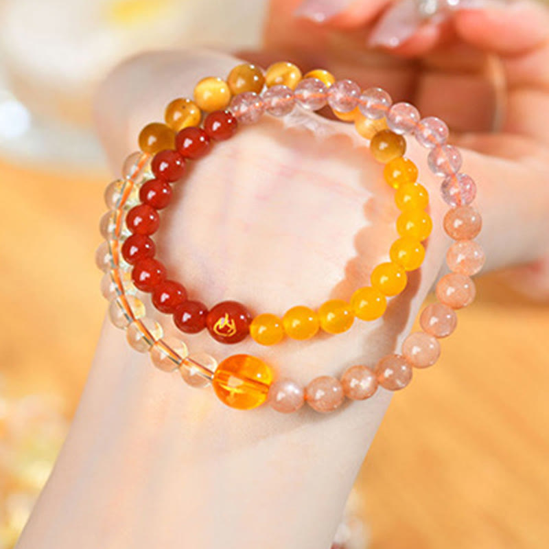 KarmaRipple's Five Elements Various Agate Gemstone Pearl Black Onyx Ivory Agate Ivory Gemstone Fortune Bracelet p29