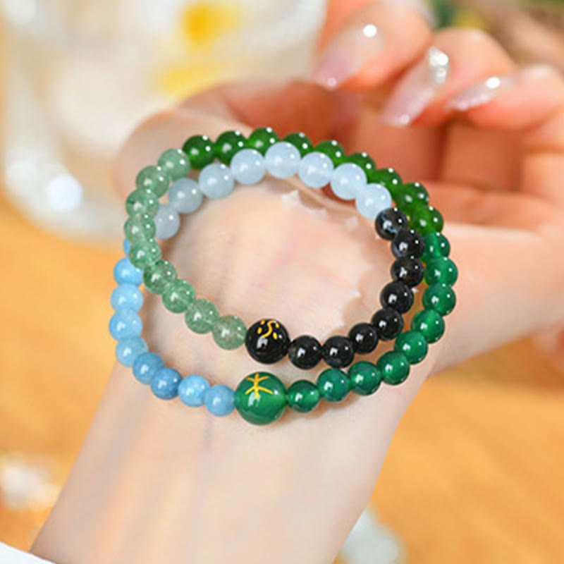 KarmaRipple's Five Elements Various Agate Gemstone Pearl Black Onyx Ivory Agate Ivory Gemstone Fortune Bracelet p26