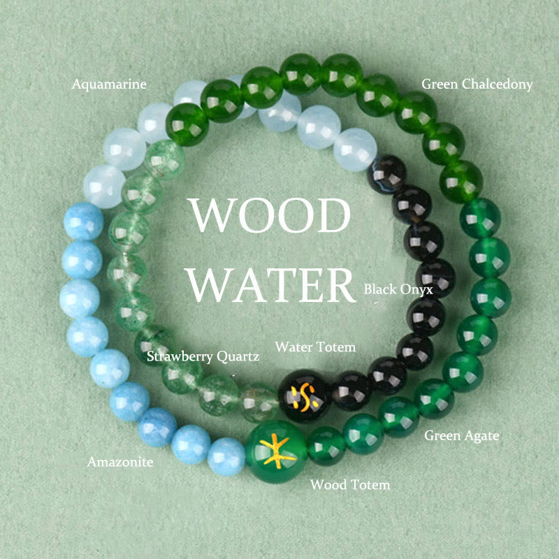 KarmaRipple's Five Elements Various Agate Gemstone Pearl Black Onyx Ivory Agate Ivory Gemstone Fortune Bracelet p38