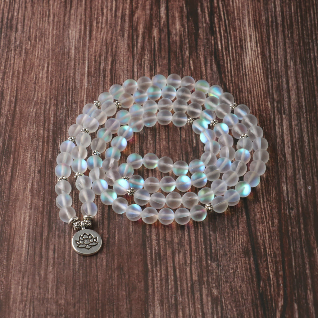 KarmaRipple's 108 Mala Beadwork Glitter Stone Lotus Enlightenment Bracelet p3
