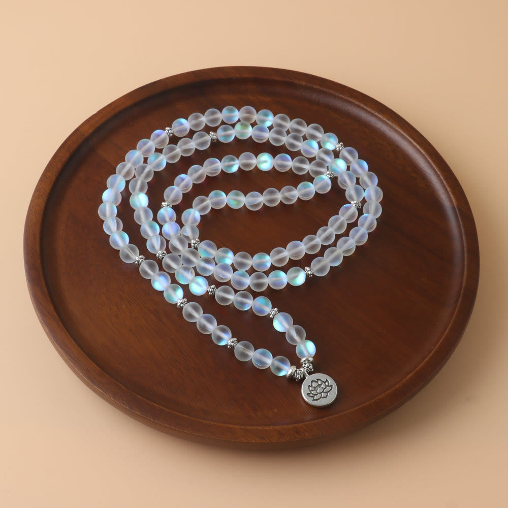 KarmaRipple's 108 Mala Beadwork Glitter Stone Lotus Enlightenment Bracelet p2