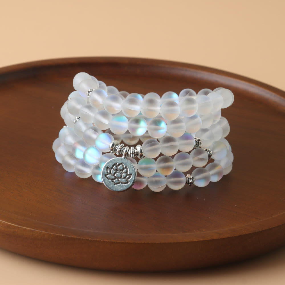 KarmaRipple's 108 Mala Beadwork Glitter Stone Lotus Enlightenment Bracelet p7