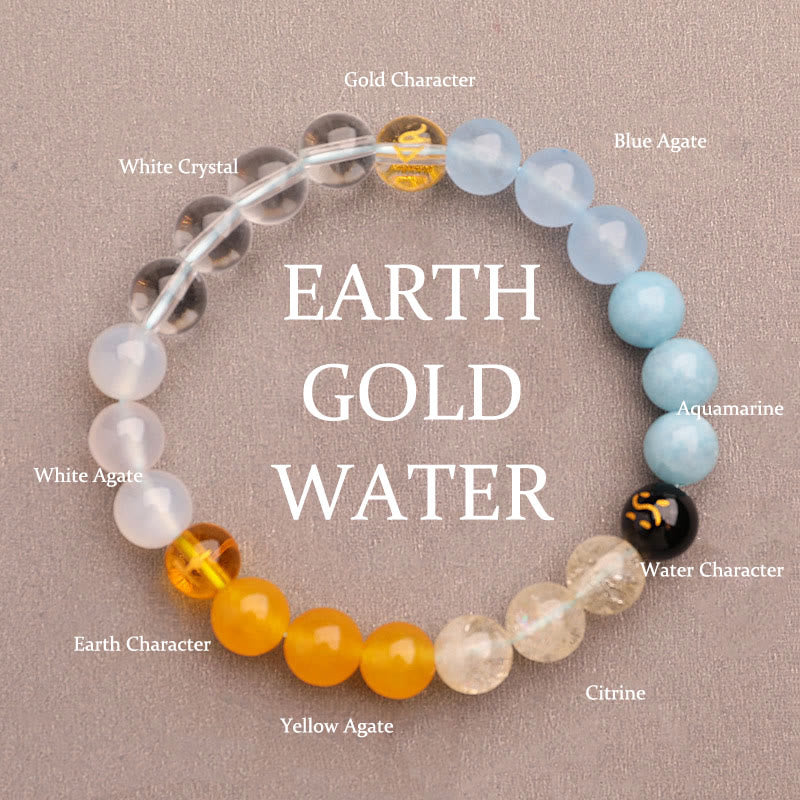 KarmaRipple's Five Elements Various Agate Gemstone Green Strawberry Quartz Sun Stone Wealth Bracelet p6