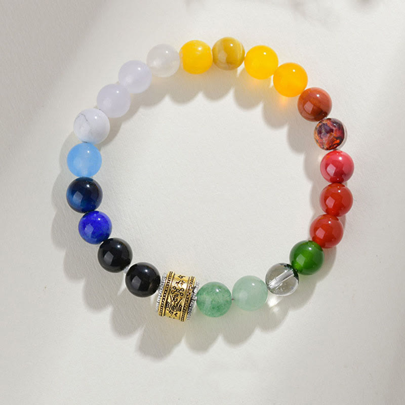 KarmaRipple's Five Elements Various Agate Gemstone Red Agate Gold Sheen Obsidian Yellow Agate Fortune Bracelet p1