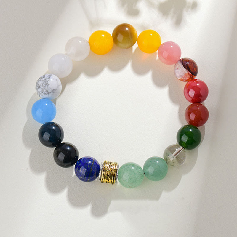 KarmaRipple's Five Elements Various Agate Gemstone Red Agate Gold Sheen Obsidian Yellow Agate Fortune Bracelet p20
