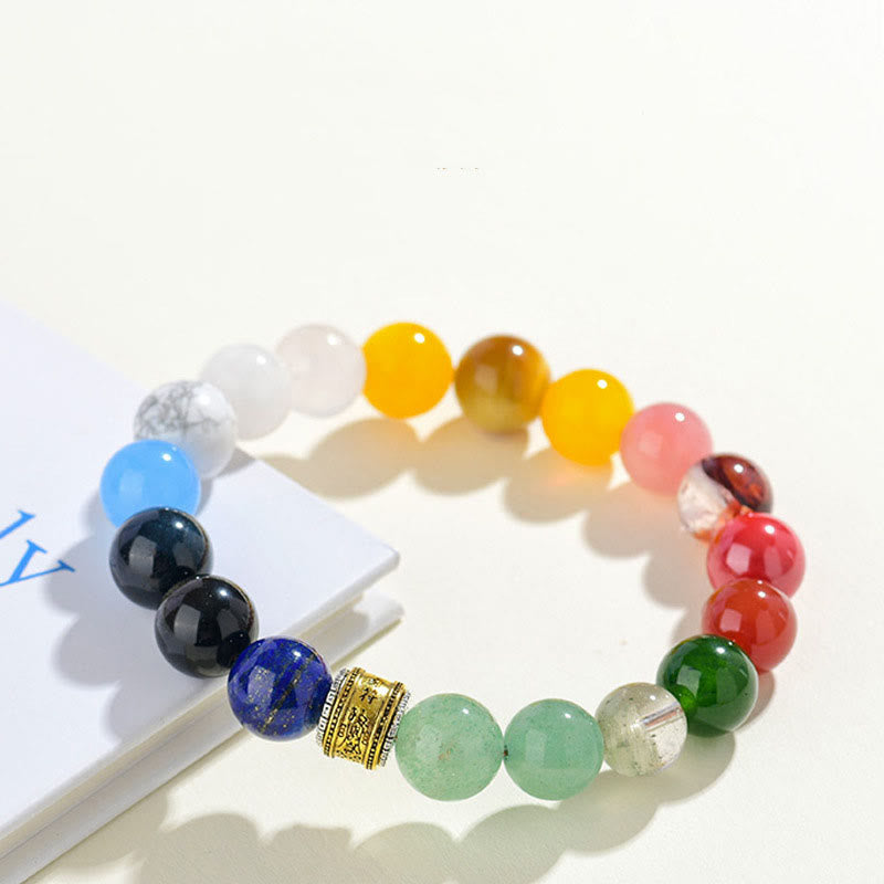 KarmaRipple's Five Elements Various Agate Gemstone Red Agate Gold Sheen Obsidian Yellow Agate Fortune Bracelet p16