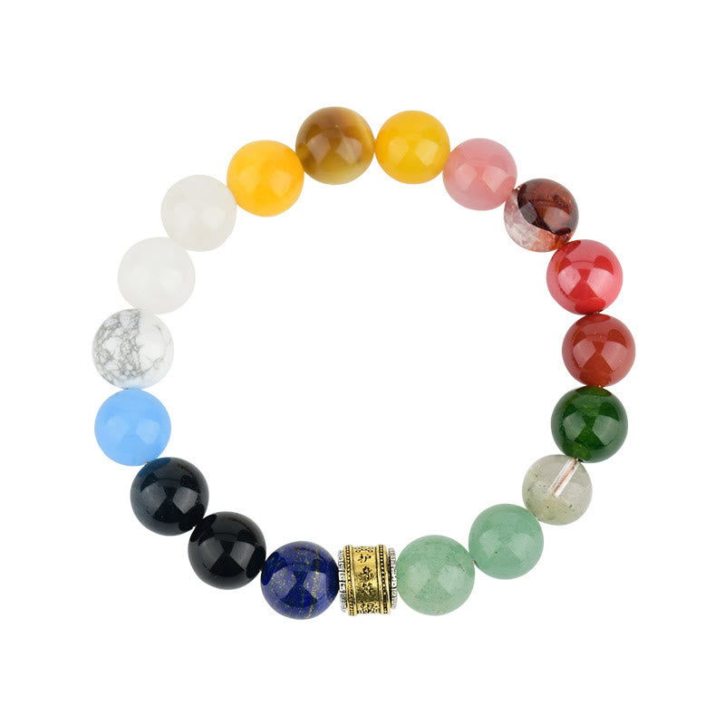 KarmaRipple's Five Elements Various Agate Gemstone Red Agate Gold Sheen Obsidian Yellow Agate Fortune Bracelet p18