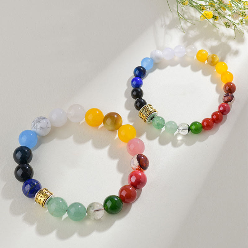 KarmaRipple's Five Elements Various Agate Gemstone Red Agate Gold Sheen Obsidian Yellow Agate Fortune Bracelet p17