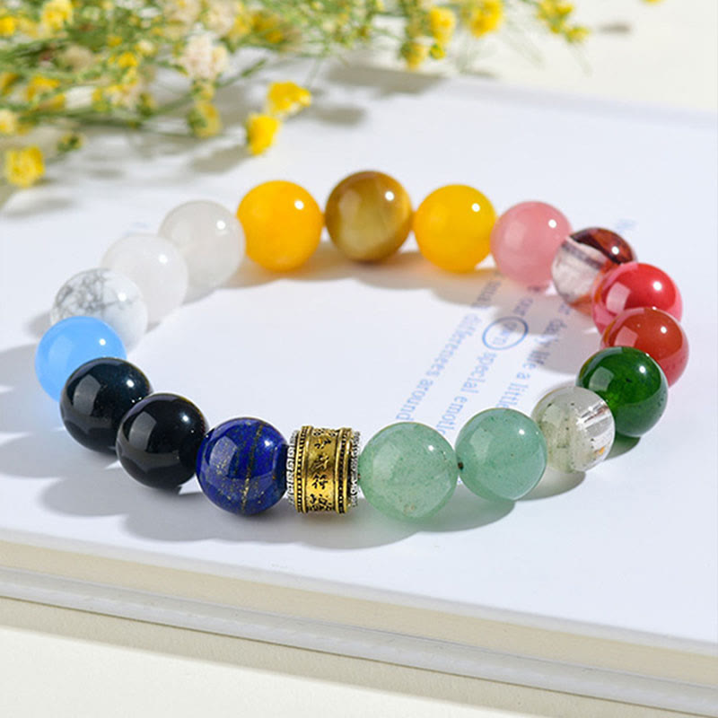 KarmaRipple's Five Elements Various Agate Gemstone Red Agate Gold Sheen Obsidian Yellow Agate Fortune Bracelet p15