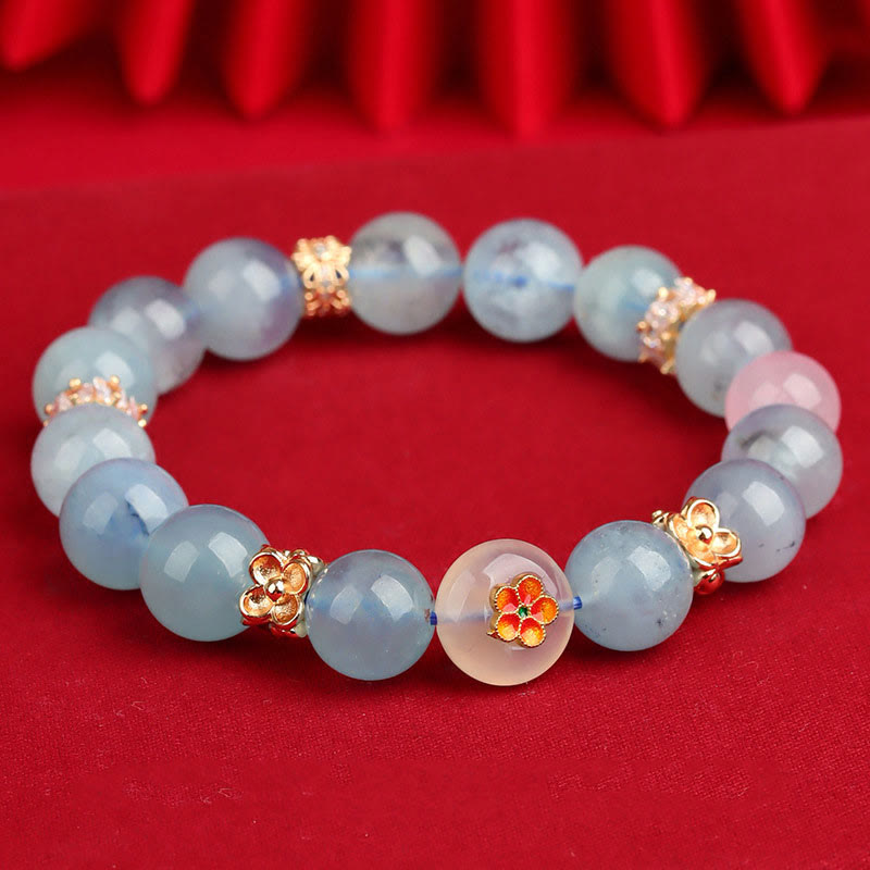 KarmaRipple's Five Elements Various Agate Gemstone Green Phantom Rutilated Quartz Green Grape Agate Malachite Fortune Bracelet p17