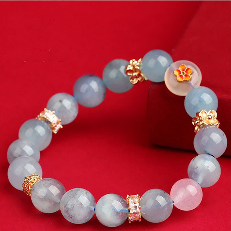 KarmaRipple's Five Elements Various Agate Gemstone Green Phantom Rutilated Quartz Green Grape Agate Malachite Fortune Bracelet p16