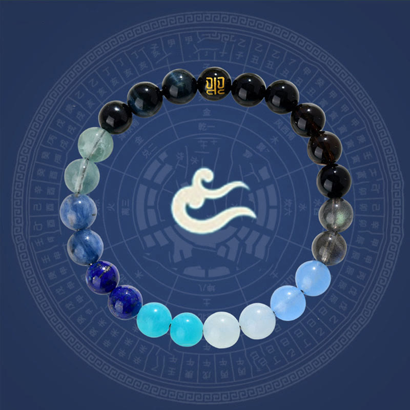 KarmaRipple's Five Elements Various Agate Gemstone Rutilated Quartz Tiger Eye Yellow Agate Citrine Fortune Bracelet p28