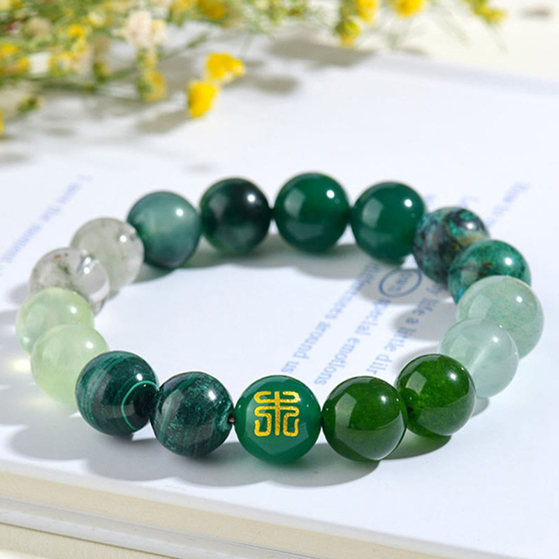 KarmaRipple's Five Elements Various Agate Gemstone Rutilated Quartz Tiger Eye Yellow Agate Citrine Fortune Bracelet p26