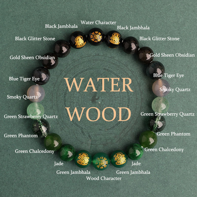 KarmaRipple's Five Elements Various Agate Gemstone South Red Agate Strawberry Quartz Sun Stone Citrine Fortune Bracelet p47