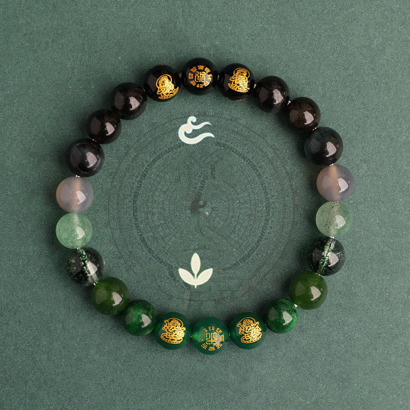 KarmaRipple's Five Elements Various Agate Gemstone South Red Agate Strawberry Quartz Sun Stone Citrine Fortune Bracelet p26