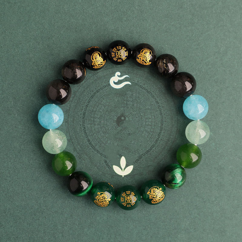 KarmaRipple's Five Elements Various Agate Gemstone South Red Agate Strawberry Quartz Sun Stone Citrine Fortune Bracelet p27